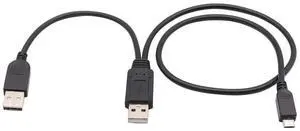 JAENFONG USB 2.0 A Dual Power Micro Cable, USB 2.0 A Male to USB 2.0 A +Micro USB Male Y Adapter Charging Cable for Samsung, HTC, Tablet and More Extension Cable (1.7 ft) JAENFONG USB 2.0 A Dual Power Micro Cable, USB 2.0 A Male to USB 2.0 A +Micro USB Male Y Adapter Charging Cable for Samsung, HTC, Tablet and More Extension Cable (1.7 ft)