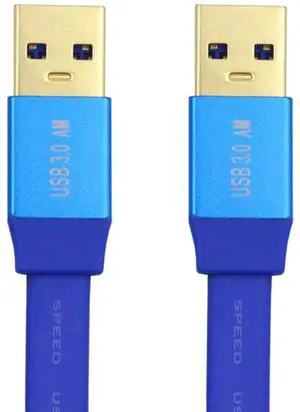 JAENFONG Ultra Flat High Speed Slim USB 3.0 Type-A Male to USB3.0 A Male Cable Extension Cord Blue 5Gbps for Disk SSD Camera Data 60cm JAENFONG Ultra Flat High Speed Slim USB 3.0 Type-A Male to USB3.0 A Male Cable Extension Cord Blue 5Gbps for Disk SSD Camera Data 60cm