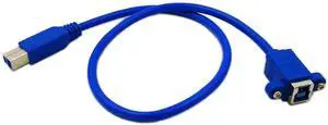 JAENFONG 20" Panel Mount USB 3.0 B Female to USB B Male Extension Cable with Screws(Blue) JAENFONG 20" Panel Mount USB 3.0 B Female to USB B Male Extension Cable with Screws(Blue)