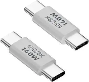 JAENFONG 140W USB4.0 C Male to Male Adapter, 40Gbps, 8K@60Hz, Aluminium Alloy, 2 Pack