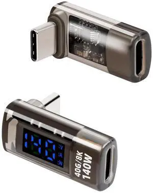JAENFONG 270 Degree USB C Power Meter with Digital Display,PD 140W USB C Adapter,Supports Voltage,Current and Power Detection,USB Type C Male to Female for,Phone,Laptops(2 Pack)