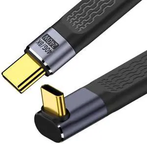 JAENFONG 8K Flat Slim FPC Data Cable 240W Type-C USB-C Male to Male Up Angled USB4 40Gbps 100W Cord for Laptop Phone 13cm JAENFONG 8K Flat Slim FPC Data Cable 240W Type-C USB-C Male to Male Up Angled USB4 40Gbps 100W Cord for Laptop Phone 13cm