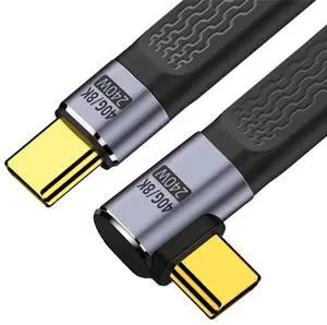 JAENFONG 8K Flat Slim FPC Data Cable 240W Type-C USB-C Male to Male Right Angled USB4 40Gbps 100W Cord for Laptop Phone 13cm JAENFONG 8K Flat Slim FPC Data Cable 240W Type-C USB-C Male to Male Right Angled USB4 40Gbps 100W Cord for Laptop Phone 13cm