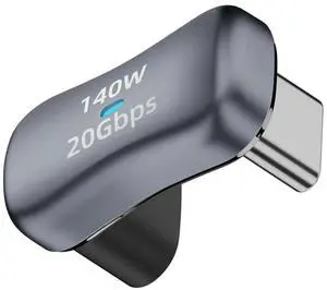 JAENFONG Wider USB C U Shaped Angle Adapter 140W 20Gbps USB3.2 Type C Male to Female Wide Distance 180 Degree Connector,Support 4k@60HZ LED/Al Alloy, for Steam Deck Smartphone Laptop Tablet