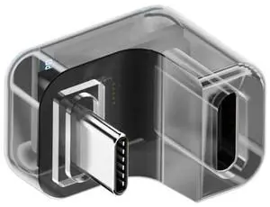 JAENFONG USB4.0 Type-C Digital Smart LED Display USB-C Male to Female Opposite U Shape Back Angled Extension Adapter USB4.0 40Gbps 140W Current Voltage Monitoring