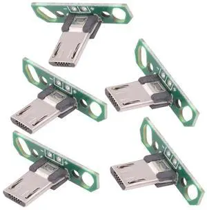JAENFONG 5pcs Micro USB2.0 Male Plug Long Connector DIY OEM 13mm Length with PCB Board Mounting Assembly Solder Type