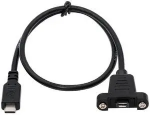 JAENFONG USB 2.0 Extension Cords 1.6FT, Micro USB 5Pin Female to Type-C Male Charging Data Cable with Panel Mount Screws for Camera, Mobile Hard Disk, MP3 Player, GPS Receiver and More