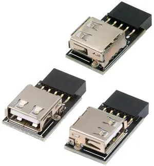 JAENFONG 3pcs/Set USB 2.0 Front Panel Adapter Extend 9Pin/10Pin Motherboard Female to Single USB Type A Female 90 Degree Vertical Angled Header Extension Adapter