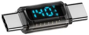 JAENFONG USB4.0 Type-C Digital Display USB-C Male to Male Extension Adapter Transparent Shell 140W Current Voltage Monitoring Tester Detector Smart LED Display