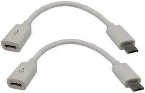 JAENFONG 4.5Inch Cellphone/Tablet USB Micro Male to Female Sync & Charging Extension Cable(2 Pack White JAENFONG 4.5Inch Cellphone/Tablet USB Micro Male to Female Sync & Charging Extension Cable(2 Pack White