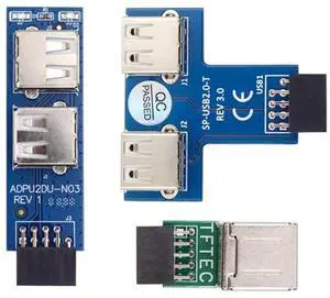 JAENFONG USB 2.0 Front Panel Adapter 3pcs/Set Extend Motherboard 9Pin/10Pin Female to Dual USB Standard-A Female Vertical Horizontal Angled 90 Degree Header Extension Adapter