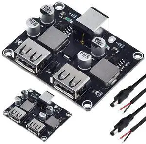 JAENFONG 2 Pcs 6-32V 9V 12V 24V to 5V Fast Charging Module Dual USB QC3.0 QC2.0 DC-DC Buck Converter Step-Down Quick Charger Circuit Board with DC Power Cable JAENFONG 2 Pcs 6-32V 9V 12V 24V to 5V Fast Charging Module Dual USB QC3.0 QC2.0 DC-DC Buck Converter Step-Down Quick Charger Circuit Board with DC Power Cable