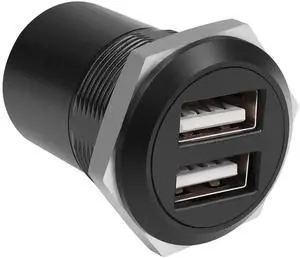 JAENFONG Dual USB2.0 Threaded Fixed Round Connector 2 USB2.0 Female to 2 Female Panel Mount Adapter Dual USB2.0 Flush Mount Socket, for Data Transfer/Charge External USB Auxiliary Device JAENFONG Dual USB2.0 Threaded Fixed Round Connector 2 USB2.0 Female to 2 Female Panel Mount Adapter Dual USB2.0 Flush Mount Socket, for Data Transfer/Charge External USB Auxiliary Device