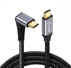 JAENFONG 90 Degree Down & Up Angled Type-C USB-C Male to Male USB3.1 10Gbps 100W Data Cable for Laptop Phone 3M JAENFONG 90 Degree Down & Up Angled Type-C USB-C Male to Male USB3.1 10Gbps 100W Data Cable for Laptop Phone 3M