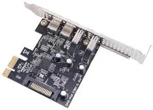 JAENFONG USB3.1 Gen1 5Gbps Dual Type-A & Type-C USB-C Female to PCI-E Card Adapter USB PCI-E Express 1x uPD720201 with Low Profile Bracket