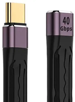 JAENFONG USB4.0 Version USB4 Extension Cable 13cm Slim Flat Male to Female 40Gbps with 100W Charging and 8K@60Hz Compatible with Thunderbolt3/4 JAENFONG USB4.0 Version USB4 Extension Cable 13cm Slim Flat Male to Female 40Gbps with 100W Charging and 8K@60Hz Compatible with Thunderbolt3/4