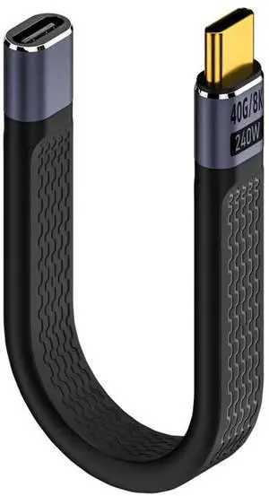 JAENFONG 40Gbps USB4 Male to Female Straight Slim Flat Extension Cable 13cm with 240W Charging and 8K@60Hz Compatible with Thunderbolt3/4 JAENFONG 40Gbps USB4 Male to Female Straight Slim Flat Extension Cable 13cm with 240W Charging and 8K@60Hz Compatible with Thunderbolt3/4