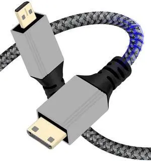 JAENFONG Micro Hdmi to Mini Hdmi Cable 4K@60Hz,Mini Hdmi Male to Micro Hdmi Male 2.0 Braided Cable,18Gbps Type D Hdmi to Type C Hdmi Cable for 4K HDTV,Monitor,Media(0.3M/0.98FT)