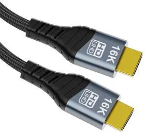 JAENFONG 16K 8K UHD HDMI 2.2 Cable 1.6FT/0.5M High Speed Type-A Male to HDMI Male Braided HDTV Cord for Gaming Monitor Desktop Laptop