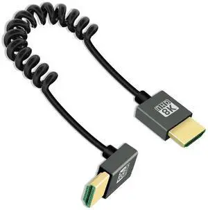 JAENFONG 8K Up Angle HDMI Coiled Cable 2.2FT, 270 Degree Short HDMI to HDMI Cable, Spring Spiral HDMI 2.1 Cable 8K@60Hz,48Gbps,for Camera/TV/Capture Cards/Tablet JAENFONG 8K Up Angle HDMI Coiled Cable 2.2FT, 270 Degree Short HDMI to HDMI Cable, Spring Spiral HDMI 2.1 Cable 8K@60Hz,48Gbps,for Camera/TV/Capture Cards/Tablet