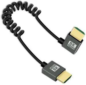 JAENFONG 8K Left Angle HDMI Coiled Cable 2.2FT,90 Degree Short HDMI to HDMI Cable, Spring Spiral HDMI 2.1 Cable 8K@60Hz,48Gbps,for Camera/TV/Capture Cards/Tablet JAENFONG 8K Left Angle HDMI Coiled Cable 2.2FT,90 Degree Short HDMI to HDMI Cable, Spring Spiral HDMI 2.1 Cable 8K@60Hz,48Gbps,for Camera/TV/Capture Cards/Tablet