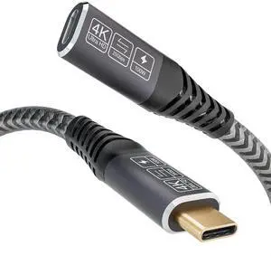 USB C Extension Extender Cable 0.82ft / 0.25M, USB Type C Thunderbolt 3 & 4 Extension Cord Male to Female USB 3.2 Gen 2 100W Fast Charge 20Gbps Transfer Compatible with Laptop Tablet