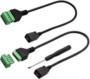 JAENFONG Micro USB Screw Terminal Block Connector Cable - 2.0 Female Plug to 5 Pin/Way Female Bolt Screw Adapter with Shield Terminals (30CM/2PacCK) JAENFONG Micro USB Screw Terminal Block Connector Cable - 2.0 Female Plug to 5 Pin/Way Female Bolt Screw Adapter with Shield Terminals (30CM/2PacCK)