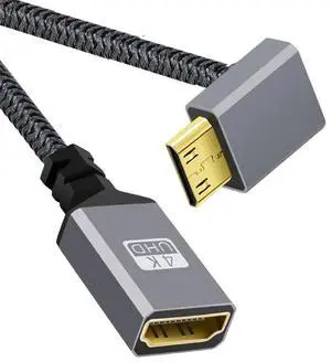 JAENFONG 4K Mini HDMI 1.4 Male 90 Degree Up Angled to HDMI Female Extension Cable for DV MP4 Camera DC Laptop 0.15M/0.49FT JAENFONG 4K Mini HDMI 1.4 Male 90 Degree Up Angled to HDMI Female Extension Cable for DV MP4 Camera DC Laptop 0.15M/0.49FT