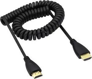 JAENFONG 4k hdmi Spring Cable,1080P HDMI Male to Male high-Definition Cable Spring Wire,Compatible with LCD TV, Projector, Set-top Box, Xbox and Other Devices with HD HDMI Interface(2 m m/m-A/A).