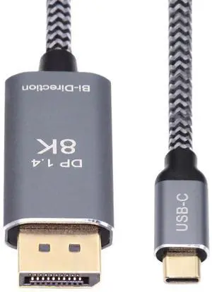 JAENFONG Reversible DisplayPort to USB C Cable 8K, DP Source to USB 3.1 Type C Male Displays HDTV Cord for Laptop Monitor 1.8m