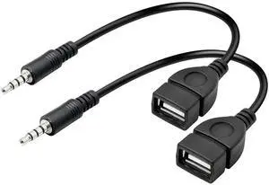 JAENFONG Aux to USB for Car Stereo System with MP3 Decoding Function, 3.5mm Male Audio Jack Plug to USB 2.0 Female MP3 Adapter Cable Car Playing Music Thru U-Disk Vehicle Auxiliary Adaptor