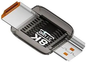 JAENFONG HDMI Male to HDMI 2.1 Male Adapter UHD 8K 60hz HDTV Extender Transparent with Smart LED Light for Monitor TV Projector JAENFONG HDMI Male to HDMI 2.1 Male Adapter UHD 8K 60hz HDTV Extender Transparent with Smart LED Light for Monitor TV Projector