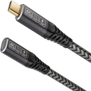 JAENFONG USB C 3.2 Extender - 3.3Ft Nylon Type C Male to Female Cord, 20Gbps, 100W, Compatible with PSVR2, Macbook, iPad Pro, USB C Hub, Magsafe Charger, iPhone15