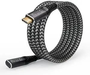 JAENFONG USB-C 3.2 Extender Cable 2M/6.6FT, Male to Female, Supports PD 100W/5A Fast Charging, 20Gbps Sync, Compatible with iPhone 15 Pro, MacBook, iPad Pro, MagSafe