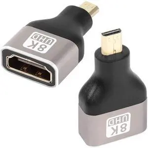 JAENFONG 8K Micro HDMI to HDMI Adapter Extender Coupler, Micro HDMI Male to HDMI A Type Female Converter HDMI 2.1,Support 8K@60Hz/4K@120Hz HDR ARC,for Tablet Digital Camera Camcorder. 2 Pcs
