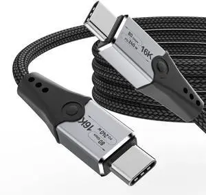 JAENFONG 5FT USB-C to USB-C Monitor Cable - 80 Gbps Data Transfer, Supports 16K/Dual8K HD Display, 240W Charging, Compatible with Thunderbolt 5/4/3