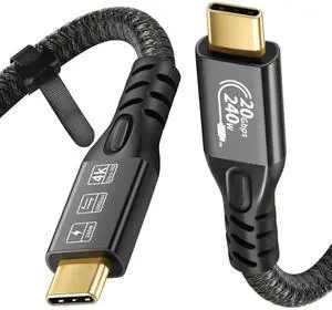 JAENFONG USB C Cable 3.2 Gen 2X2 20Gbps, Type C 4K@60Hz UHD Video 5A/240W PD3.1 Fast Charge Cord with E-Marker Compatible with Thunderbolt 3/4 MacBook Pro Samsung Galaxy Pixel Monitor etc 200CM