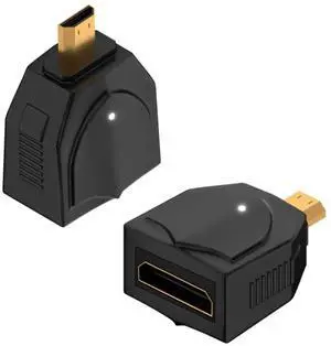 JAENFONG 8K Micro HDMI to Mini HDMI Adapter Converter UHD2.1 Micro HDMI Male to Mini HDMI Female Gold Plated Connector, 3D 8K@60Hz/4K@120Hz, LED Light, for Digital Camera Tablet Monitor, 2Pcs