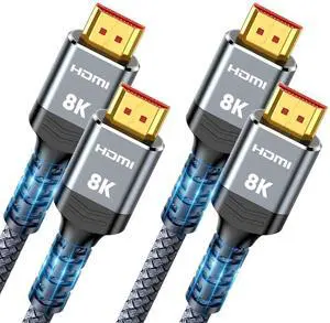 JAENFONG 8K HDMI Cable 2.1 10FT/3M 2-Pack, 48Gbps High Speed HDMI Cord-Nylon Braided 8K60Hz 4K120Hz 4K144Hz 3D eARC HDR10 4:4:4 HDCP 2.2&2.3 QMS DSC VRR, Compatible for Laptop, Monitor, Roku TV,HDTV JAENFONG 8K HDMI Cable 2.1 10FT/3M 2-Pack, 48Gbps High Speed HDMI Cord-Nylon Braided 8K60Hz 4K120Hz 4K144Hz 3D eARC HDR10 4:4:4 HDCP 2.2&2.3 QMS DSC VRR, Compatible for Laptop, Monitor, Roku TV,HDTV