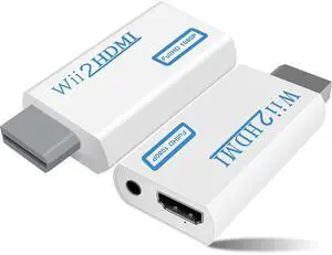 JAENFONG 2PC Wii to HDMI Adapter, Wii to HDMI Converter, 1080P Wii2HDMI Adaptor for Nintendo Wii/Wii U, Supports All Display Modes with 3.5mm Audio Jack Connector to HDTV Smart TV