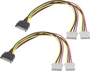 JAENFONG SATA 15pin to Dual 4pin Molex one-to-Two Power Cord Cable,sata 15P to 4P IDE Hard Drive Power Cord Y-Splitter,SATA Male to 2 Molex Female for 12V/5V IDE HDD DVD.(30cm/2Pack) JAENFONG SATA 15pin to Dual 4pin Molex one-to-Two Power Cord Cable,sata 15P to 4P IDE Hard Drive Power Cord Y-Splitter,SATA Male to 2 Molex Female for 12V/5V IDE HDD DVD.(30cm/2Pack)