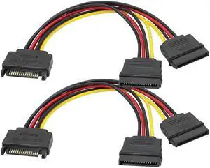 JAENFONG 15Pin SATA Power Supply 1 to 2 Y Splitter Cable,SATA 15Pin 1 Male to 2 Female Interface Extension Cable,15Pin Desktop Hard Drive Optical Drive Power Cord Serial Port Line Adapter.(2Pack) JAENFONG 15Pin SATA Power Supply 1 to 2 Y Splitter Cable,SATA 15Pin 1 Male to 2 Female Interface Extension Cable,15Pin Desktop Hard Drive Optical Drive Power Cord Serial Port Line Adapter.(2Pack)