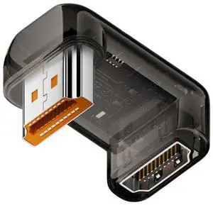 JAENFONG 360 Degree Up Angled Opposite U Shape Back HDMI Male to HDMI 2.1 Female Adapter UHD 8K 60hz HDTV Extender Transparent with Smart LED Light for Monitor