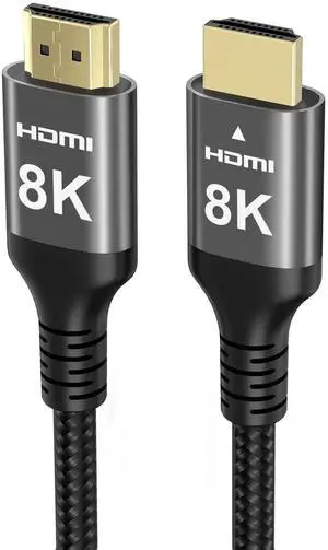 JAENFONG 8K HDMI Cable 48Gbps 50 FT, Nylon Braided High Speed HDMI® Cable 4k 120Hz 2k 165Hz 8k 60Hz 12bit eARC ARC Dolby Atmos HDR10+ HDCP2.3 Compatible for Gaming PC TV Soundbar Monitor Mac PS5 Xbox