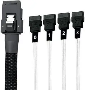 JAENFONG mSAS Cable SFF-8087 to 4 SATA for SAS/RAID Controllers, HDD, Backplanes and Server, 40 in. JAENFONG mSAS Cable SFF-8087 to 4 SATA for SAS/RAID Controllers, HDD, Backplanes and Server, 40 in.