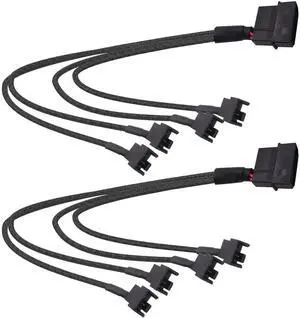 JAENFONG Molex to PC Fan Power Splitter Cable, 4 Pin Molex to 4 x 3 Pin /4 Pin 12V PC Case Fan Connector Adapter Y Splitter Extension Power Cable Cord -27cm - 2pcs JAENFONG Molex to PC Fan Power Splitter Cable, 4 Pin Molex to 4 x 3 Pin /4 Pin 12V PC Case Fan Connector Adapter Y Splitter Extension Power Cable Cord -27cm - 2pcs
