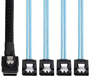 JAENFONG Internal Mini SAS SFF-8087 Host to 4 SATA 7pin Target Hard Disk 6Gbps Data Server Raid Cable 1.0M JAENFONG Internal Mini SAS SFF-8087 Host to 4 SATA 7pin Target Hard Disk 6Gbps Data Server Raid Cable 1.0M