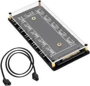 JAENFONG 5V 3PIN ARGB Hub 1 to 10 Way RGB LED Fan Splitter Hub Controller with SATA Power Supply Extended Motherboard ARGB Interface JAENFONG 5V 3PIN ARGB Hub 1 to 10 Way RGB LED Fan Splitter Hub Controller with SATA Power Supply Extended Motherboard ARGB Interface