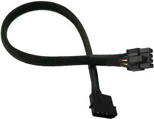 JAENFONG Molex IDE 4 Pin Male to PCIe 8(6+2) Pin Male Converter Adapter Power Cable 18 AWG Braided Sleeved 20 inches