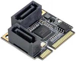 JAENFONG Mini PCI-E PCI Express to SATA 3.0 Dual Ports Adapter Converter Hard Drive Extension Card JAENFONG Mini PCI-E PCI Express to SATA 3.0 Dual Ports Adapter Converter Hard Drive Extension Card